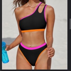 New 2 piece bikini, one shoulder top